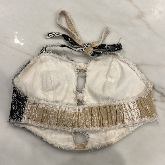 Paisley print denim halter crop top in size medium. - Picture 2 of 4